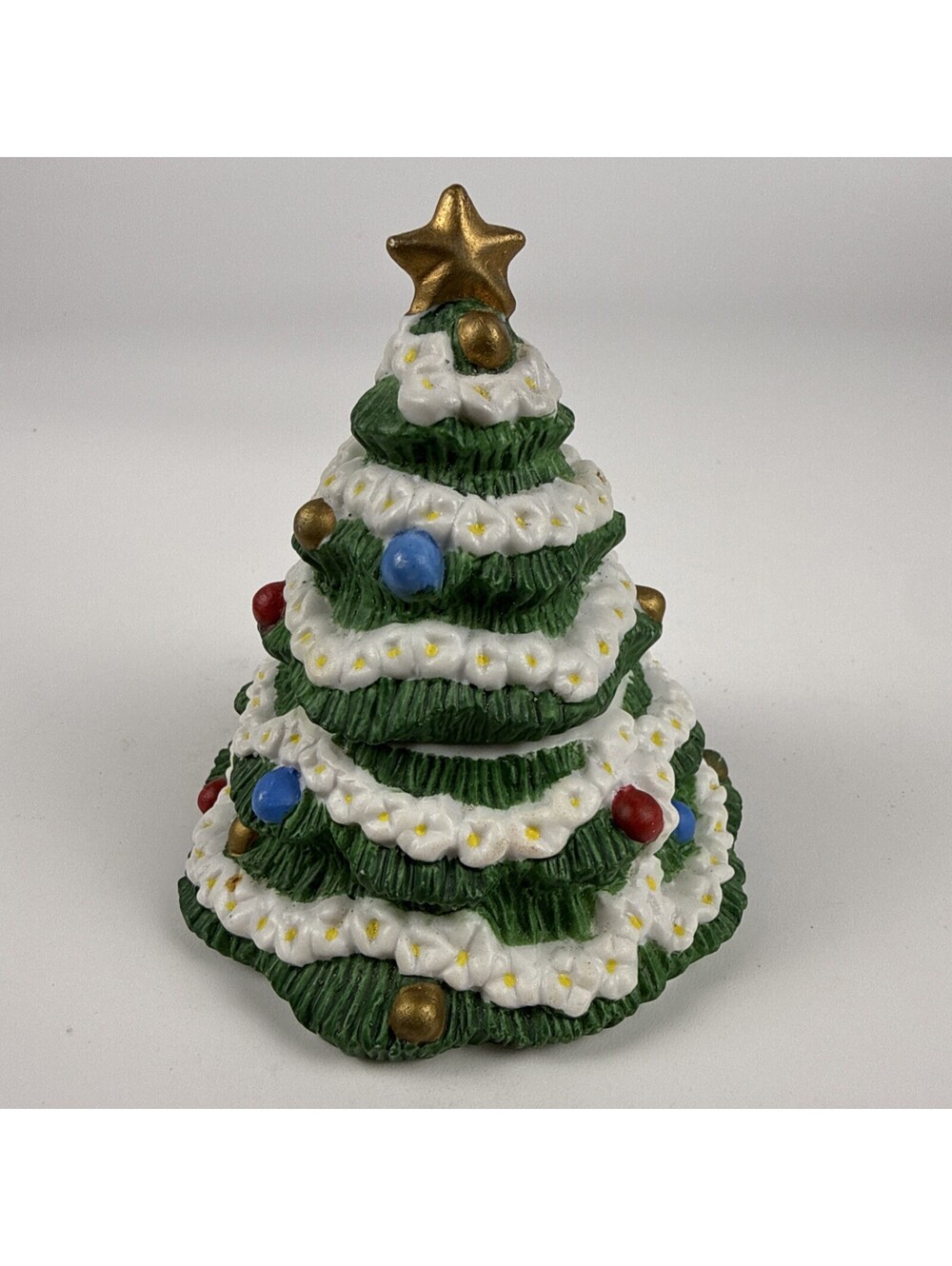 Roman Inc Christmas Tree Salt Pepper Shakers Vintage Stackable Ceramic Set 4"